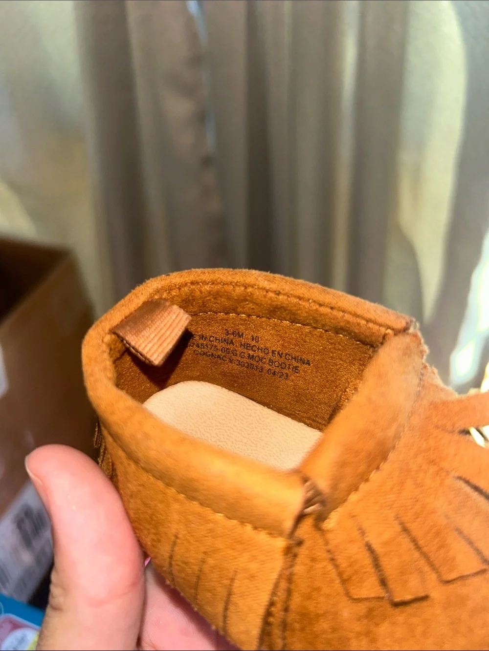 Baby Suede Fringe Moccasins size 3-6m- Brown